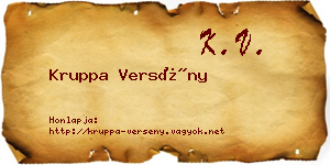 Kruppa Versény névjegykártya